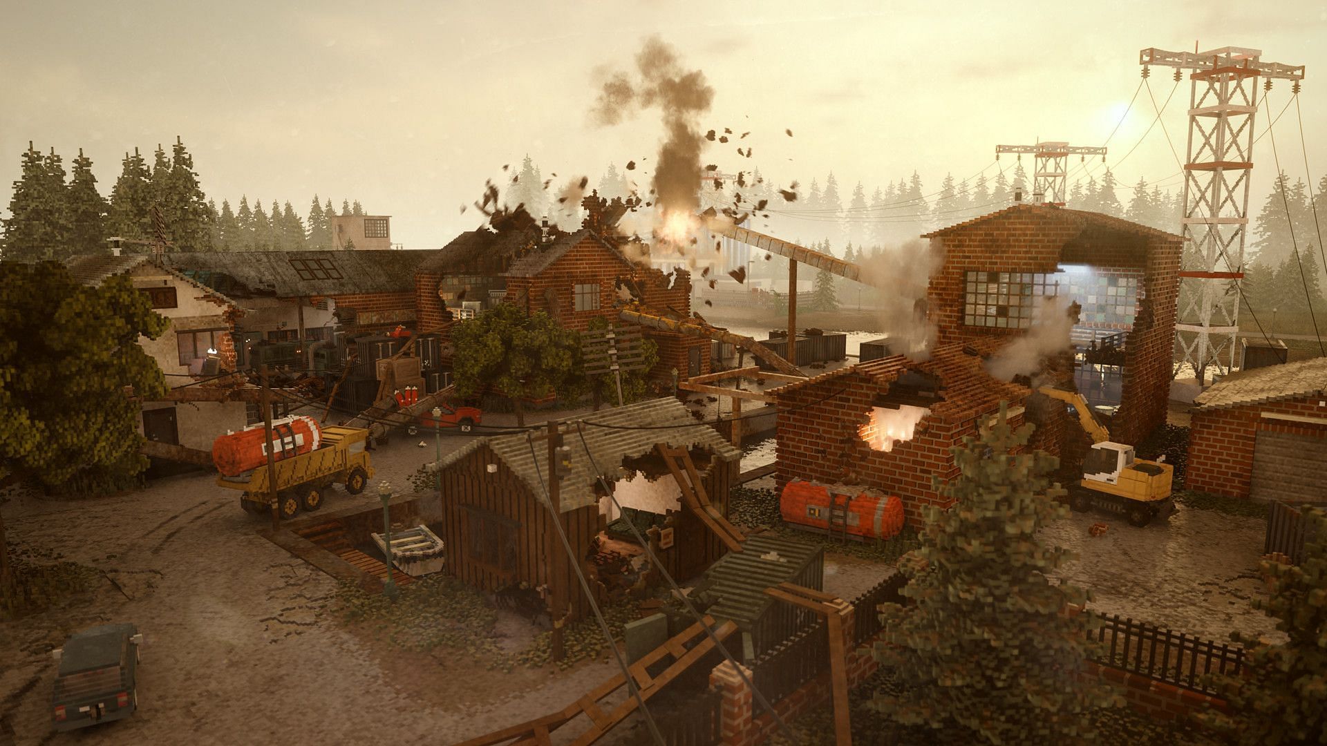 Destroy everything in sight and pull off the perfect heist in a fully destructible voxel world (Image via Tuxedo Labs)